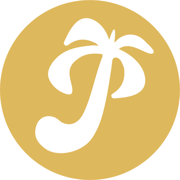 Stylized green palm tree icon inside a yellow circle.